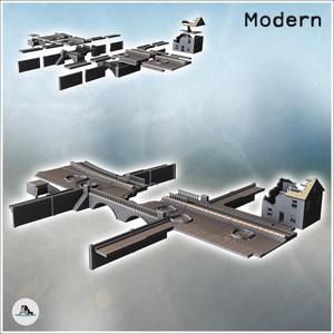 Set of damaged bridges with a dock and a two-story ruined house (1) - Modern WW2 WW1 World War Diaroma Wargaming RPG Mini Hobby