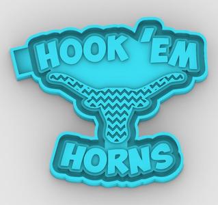 Hook 'Em Horns - Longhorns - freshie mold - STL for silicone mold