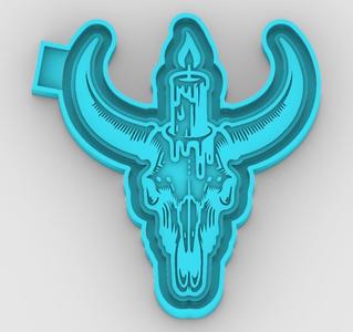 Longhorns skull with candle - freshie mold - STL for silicone mold
