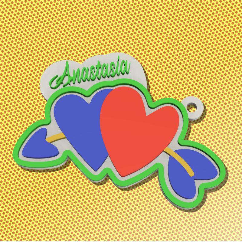 Love Heart With Arrow keychain and Magnet