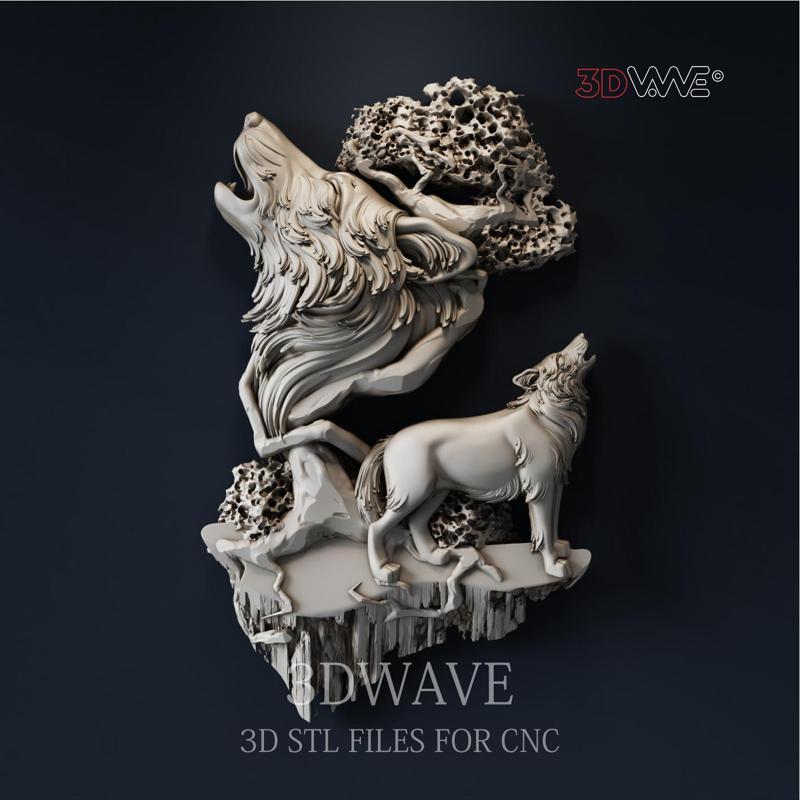 WOLVES 3d stl file for CNC