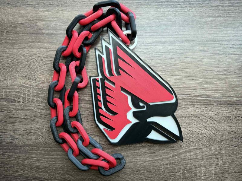 Ball State Cardinals Logo Oversized Necklace, Pendant Chain