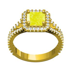 Yellow Emerald Cut Diamond Split Shank Engagement Ring