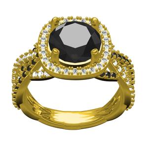 Round Diamond Cushion Halo Twisted Shank Ring