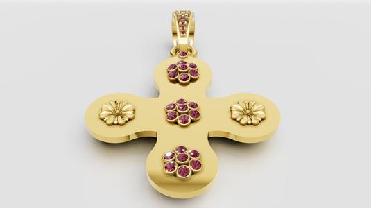 Floral Gold Pendant 3D printable model