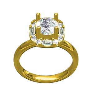 Round and Baguette Micro Pave Setting Engagement Ring