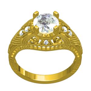 Round Diamond Filigree Art Deco Vintage Ring