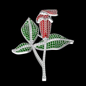 Beautiful Rose Branch Diamond Pendant