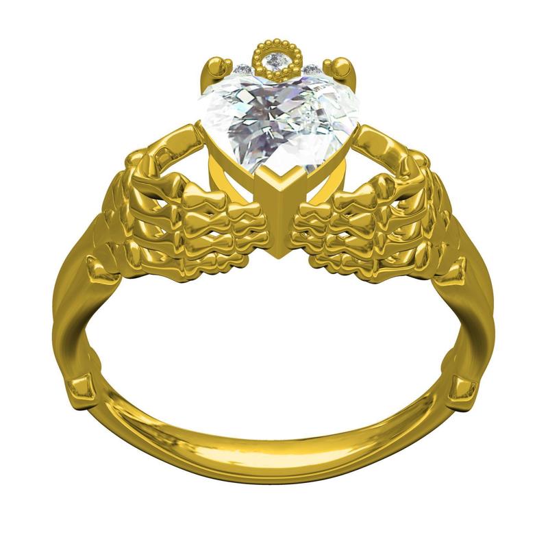 Antique Hand Holding Heart Diamond Ring