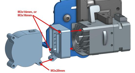 4020 Radial Blower Mount for BIQU H2 Heatsink Cooling