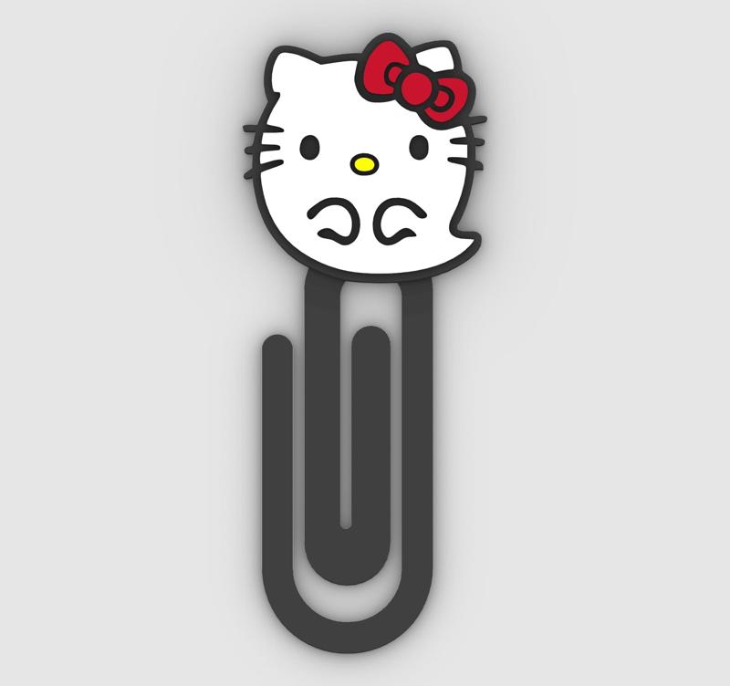 Hello Kitty Ghost - Paper clip, bookmark - 3MF pre-painted , STL