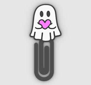 Cute ghost with heart - Paper clip, bookmark - 3MF pre-painted , STL