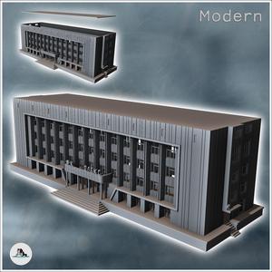 Soviet Russian administrative building on platform with central staircase and flat roof (12) - Modern WW2 WW1 World War Diaroma Wargaming RPG Mini Hobby