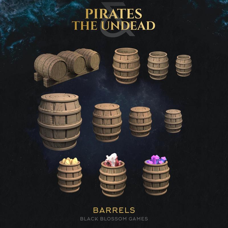 UT02D01 Pirate Barrels Decorations :: UMC 02 Pirates vs the Undead :: Black Blossom Games