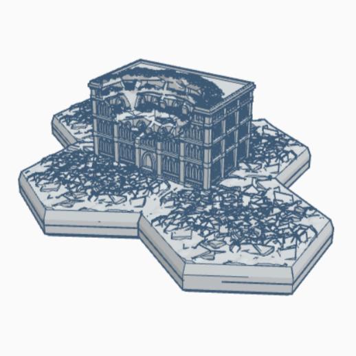 Gothic Ruined Building 110 with Hex Base GRHB110