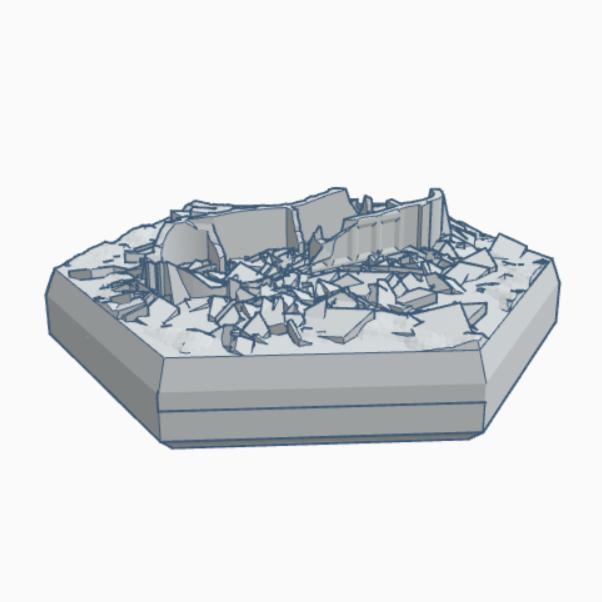 Sci-Fi Destroyed Building 8 Hex Map Scale HMSSFD008