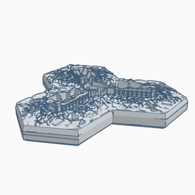 Sci-Fi Destroyed Building 19 Hex Map Scale HMSSFD019