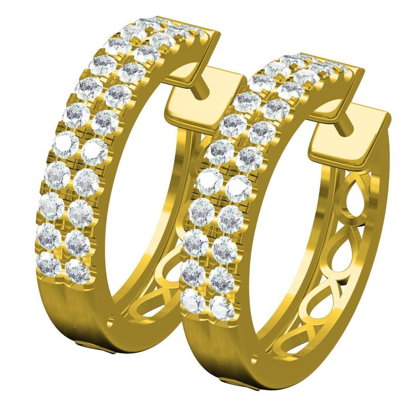 Double Line Diamond Micro Pave Earring
