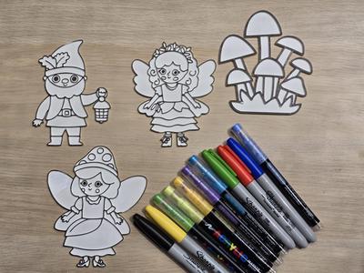 Fairy Gnome Mushroom Woodland Coloring