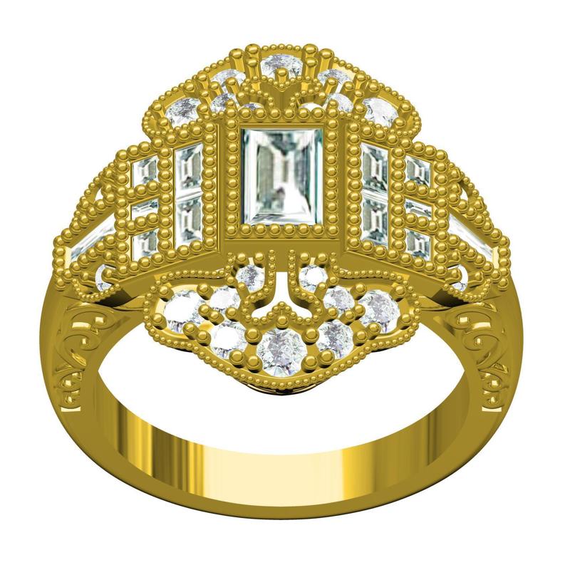Unique Art Deco Style Engagement Ring 02