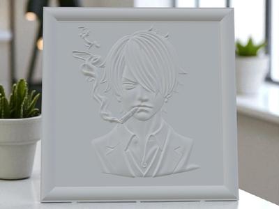 Sanji One Piece 3D model Bust Frame