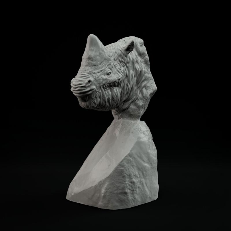 Elasmotherium bust - pre supported