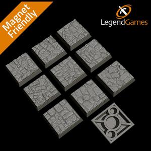 LegendGames 25mm Square Uneven Cobblestone bases x10