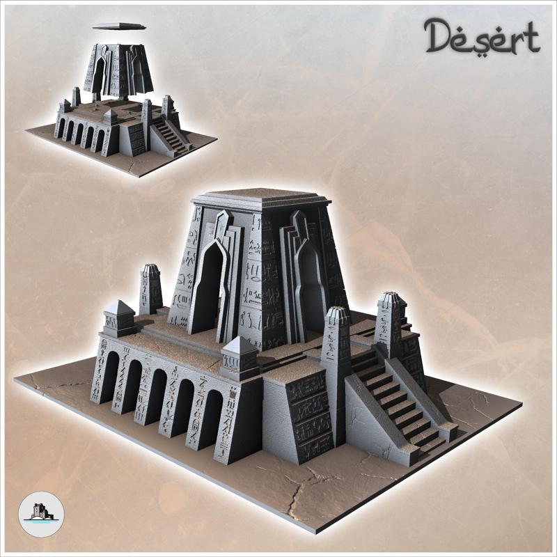 Egyptian Temple with Obelisks and Access Stairs (3) - Canyon Sandy Landscape 28mm 15mm RPG DND Nomad Desertland African