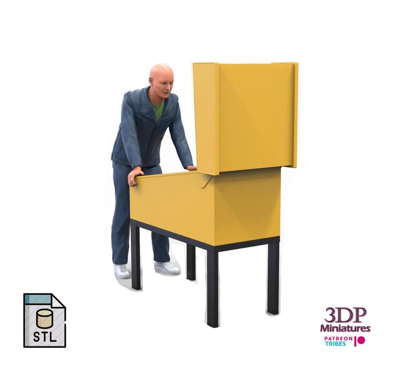 N3 Arcade Game man playing with Pinball Machine 3D print model