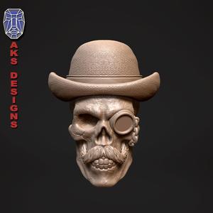 gentlemen skull version 1 Bas relief for cnc