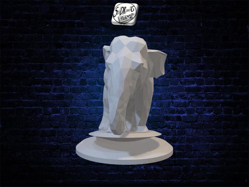 Walking Elephant - Low Poly - Bust - Excellent Design - Decor