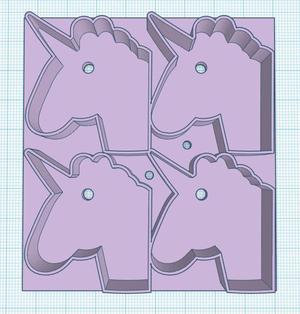 Unicorn head cookie cutter four block