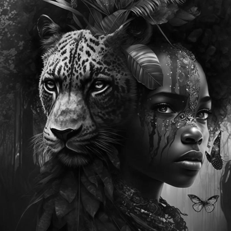 Ethnic Beauty and the Beast Grayscale (200x200 HF)