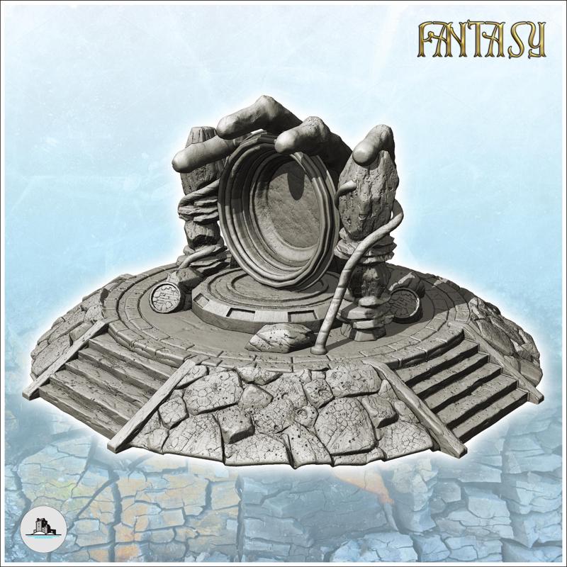 Fantasy altar on platform with stone access stairs (2) - Medieval Fantasy Magic Feudal Old Archaic Saga 28mm 15mm