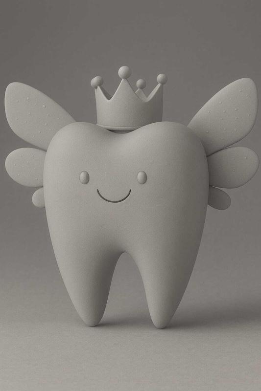 Tooth Fairy STL – Cute Printable Tooth with Wings and Crown