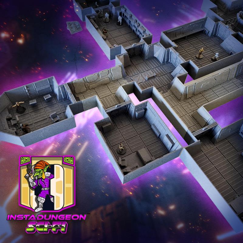 INSTADUNGEON™ Sci Fi Expansion Set 1: sci fi interior tiles compatible with D&D SPELLJAMMER, WH40K, ALIEN RPG, and more