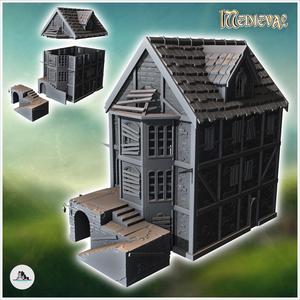 Abandoned medieval house with wooden planks on windows (13) - Medieval Gothic Feudal Old Archaic Saga 28mm 15mm RPG