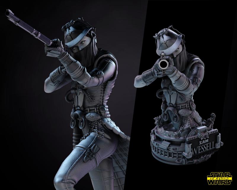 Zam Wesell Bust - Star Wars 3D Models - Tested and Ready for 3D printing