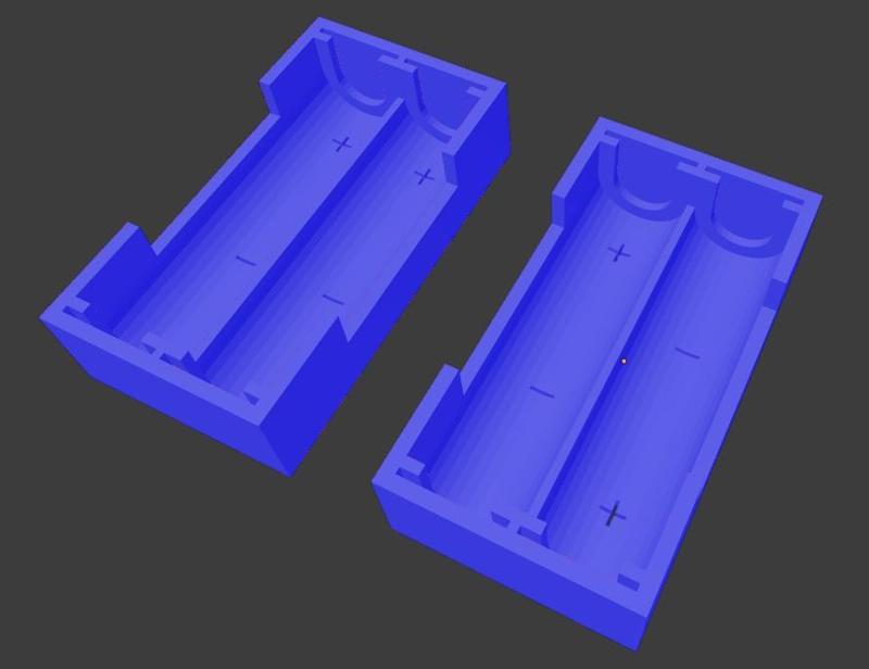 Battery box for two 1.5V AAA batteries in parallel or series connection