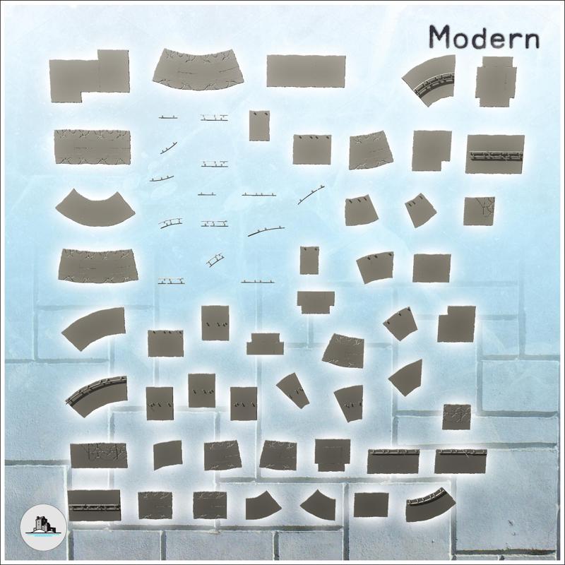 Large modular set of modern roads with metal barriers (3) - Cold Era Modern Warfare Conflict World War 3 RPG Afghanistan Iraq
