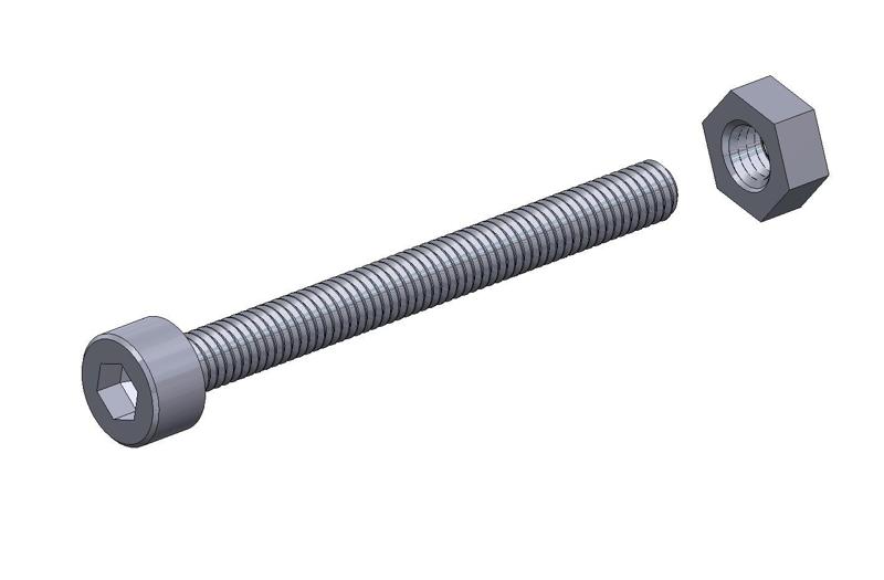 M3 x 30mm bolt DIN 912 VG + M3 nut DIN934 Nut Screw