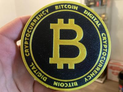 Gold Bitcoin logo coaster