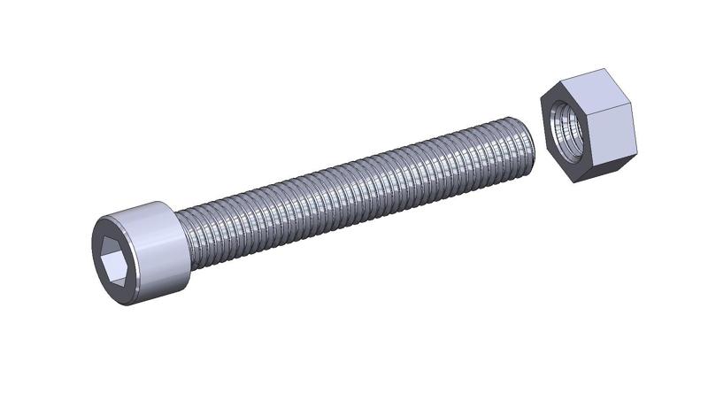 M20 x 120mm bolt DIN 912 VG + M20 nut DIN934 Nut Screw
