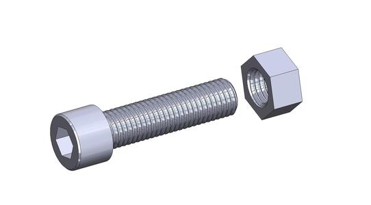 M30 x 90mm bolt DIN 912 VG + M30 nut DIN934 Nut Screw