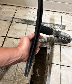 Concrete wet saw floor shop vacuum attachment 