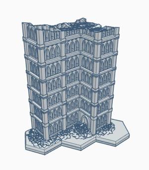 Gothic Ruined Building 46 with Hex Base GRHB046