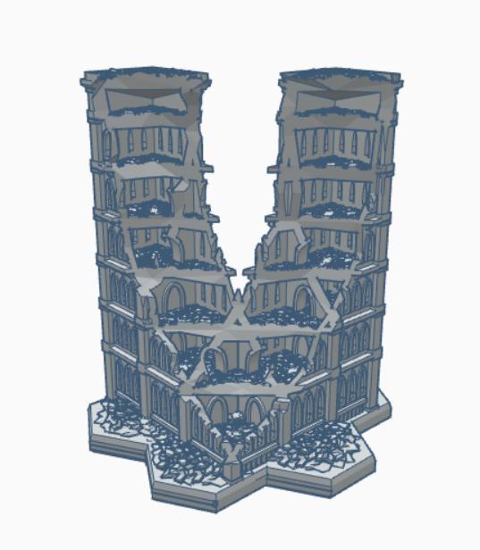 Gothic Ruined Building 41 with Hex Base GRHB047