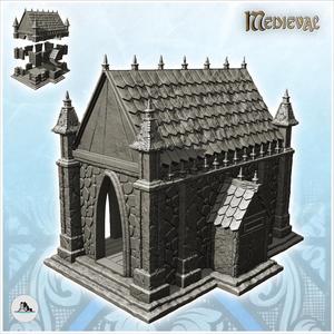 Gothic building with tiled roof and spikes (12) - Medieval Gothic Feudal Old Archaic Saga 28mm 15mm RPG