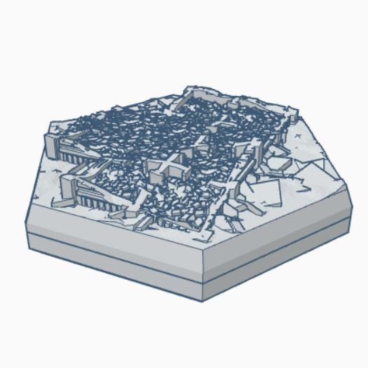 Gothic Destroyed Building 8 Hex Map Scale