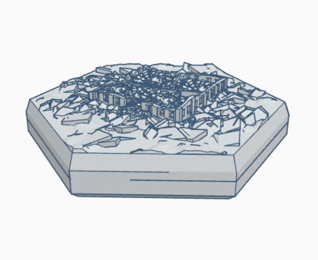 Modern Destroyed Building 2 Hex Map Scale HMSMD002